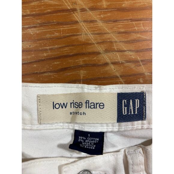 GAP Low Rise Flare Stretch Jeans White Women’s See Meas Y2K 2000s - Picture 2 of 6